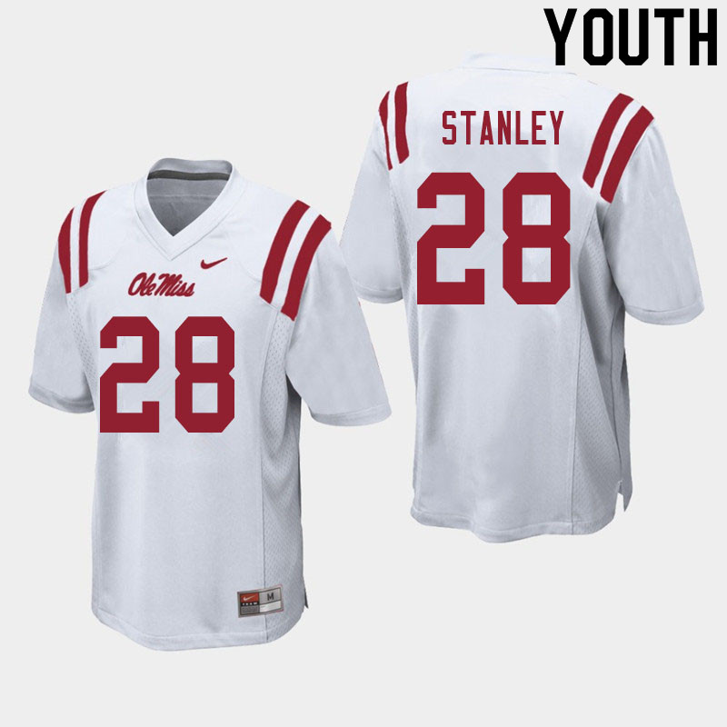 Jay Stanley Ole Miss Rebels NCAA Youth White #28 Stitched Limited College Football Jersey ROV1658MH